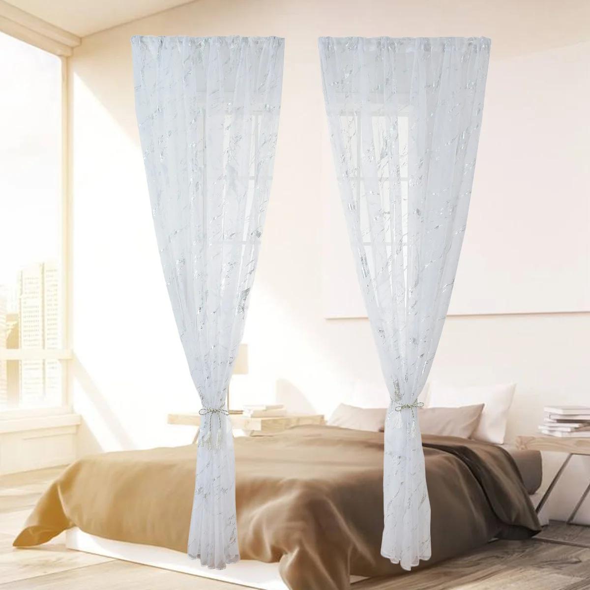 1 قطعة نسيج الرخام شير الستار قسط البرنز الفوال لغرفة المعيشة الحمام غرفة نوم نافذة ديكور نصف التظليل تول #5