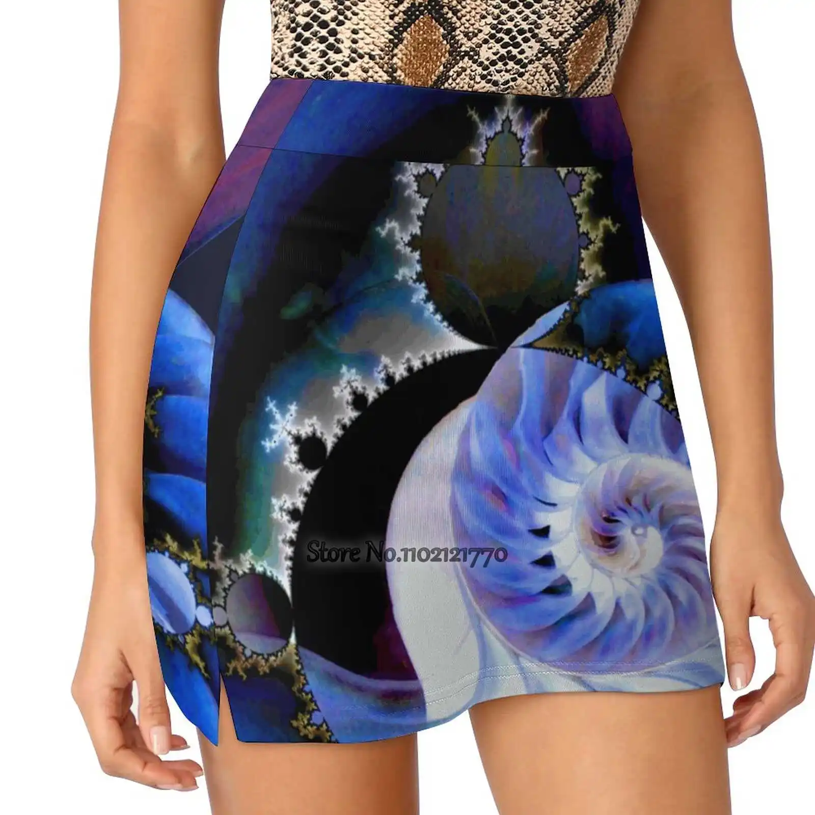 Mandel'S Spiral Women Sports Lining Skirt Tennis Dance Fitness Short Printed Skirts Spiral Nature Chaos Golden Ratio Shell