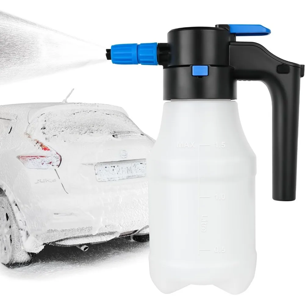 1.5 Liters Electric Pressurized Foam Sprayer for Car Washing, Electric Foam Sprayer with USB Cable Home Car Washing Accessories