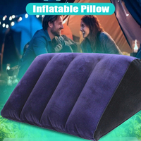 Inflatable PVC Flocking Pillow Wedge Love Pillow Triangle Foldable Master Cushion Labor-saving Sitting Camping Pillow Furniture