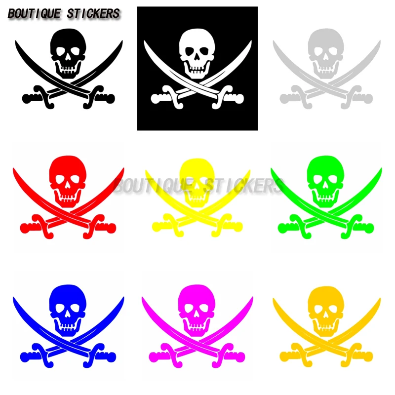 

Jolly Roger Skull Vinyl Sticker Decal Pirate Boat Flag