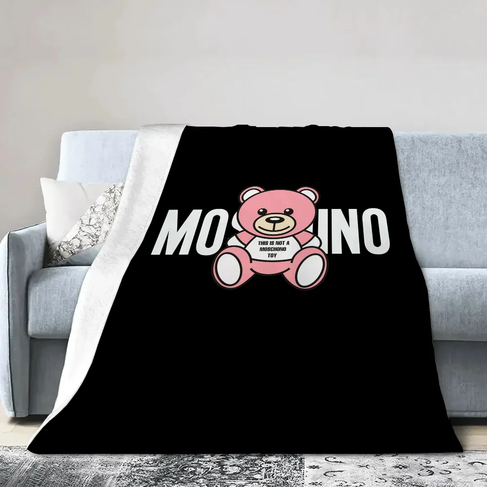 Moschinos Summer Blanket King Size Fluffy Soft Blankets Characters Thin Wadding Blanket Bed Warm Blankets for Cold Home Interior