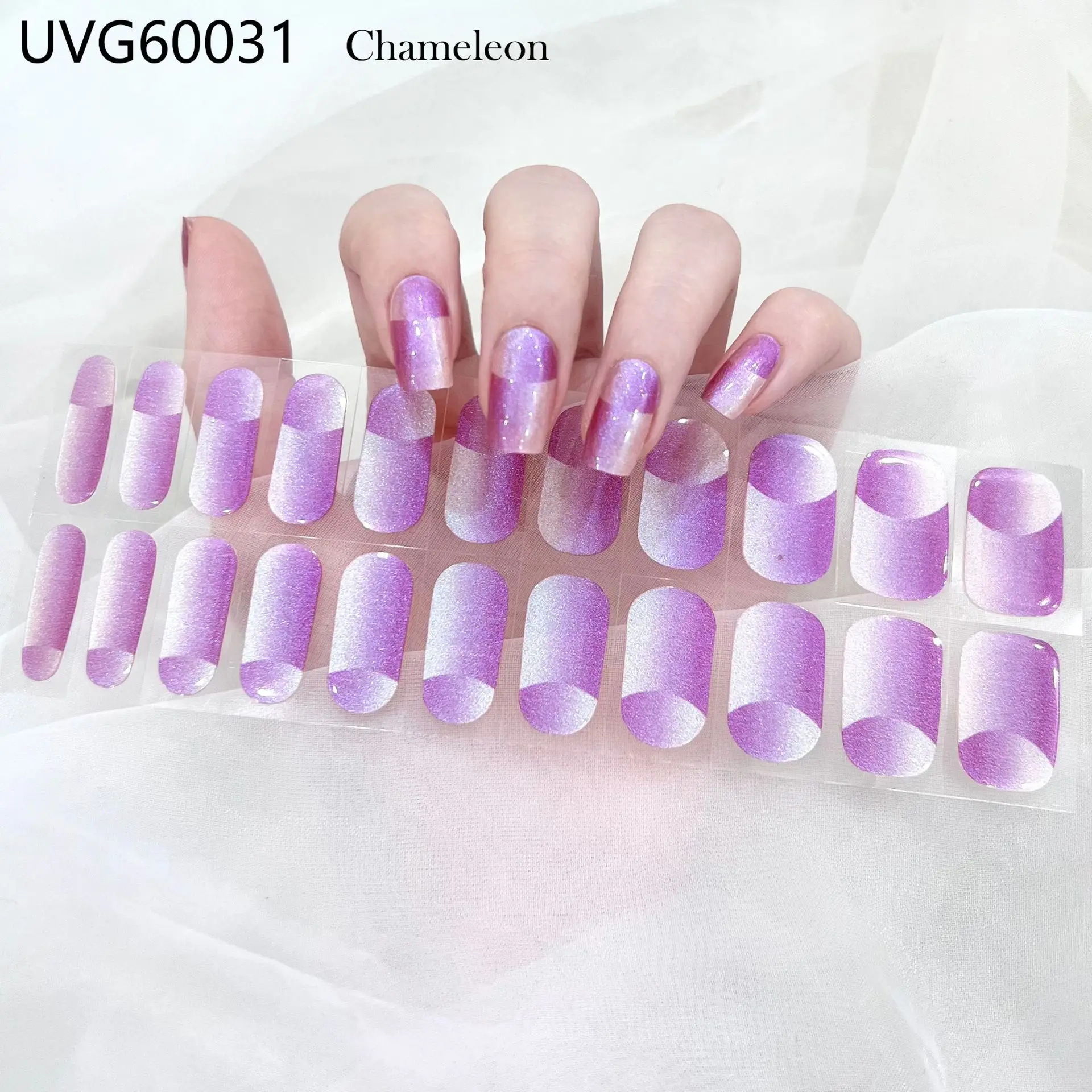 22Tips UV Semi Cured Gel Nail Stickers Polish Nails Wraps Full Cover Sticker Multicolor Decals  DIY Manicure Decorations Wom