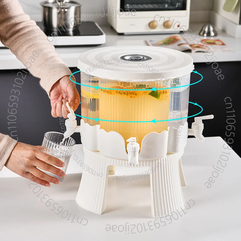 Large Capacity Rotating Cold Water Pitcher with Spout for Refrigerator for Household Juice Beverage Herbal Tea Fruit Infusion