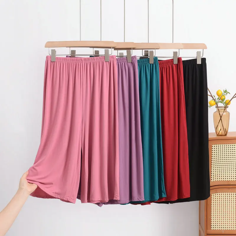 Plus size XL to 8XL Women's Modal pant calf-length summer Capri Pants wide leg pants short pants casual homewear
