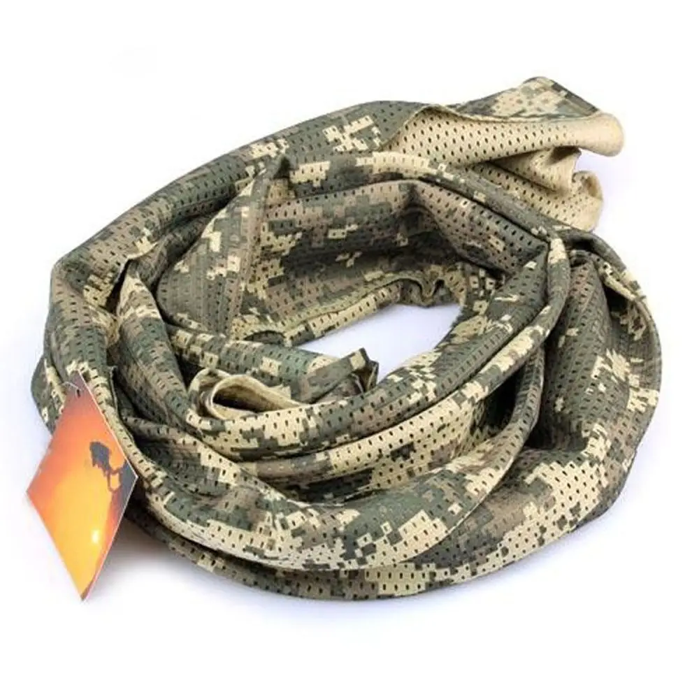 Unisex Army Camping Muffler Breathable Camouflage Wraps Scarves Mesh Print Scarf Scarf Veil