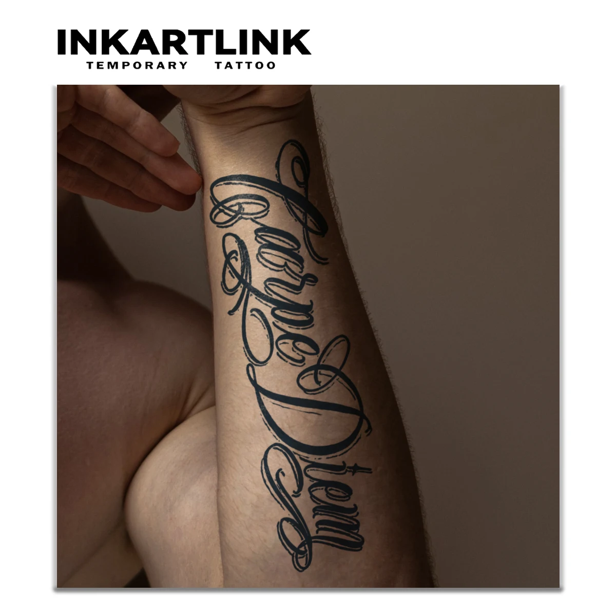 English word Carpe Diem temporary tattoo sticker, waterproof magic tattoo, lasts to 15 days fake tattoo, semi permanent tattoo