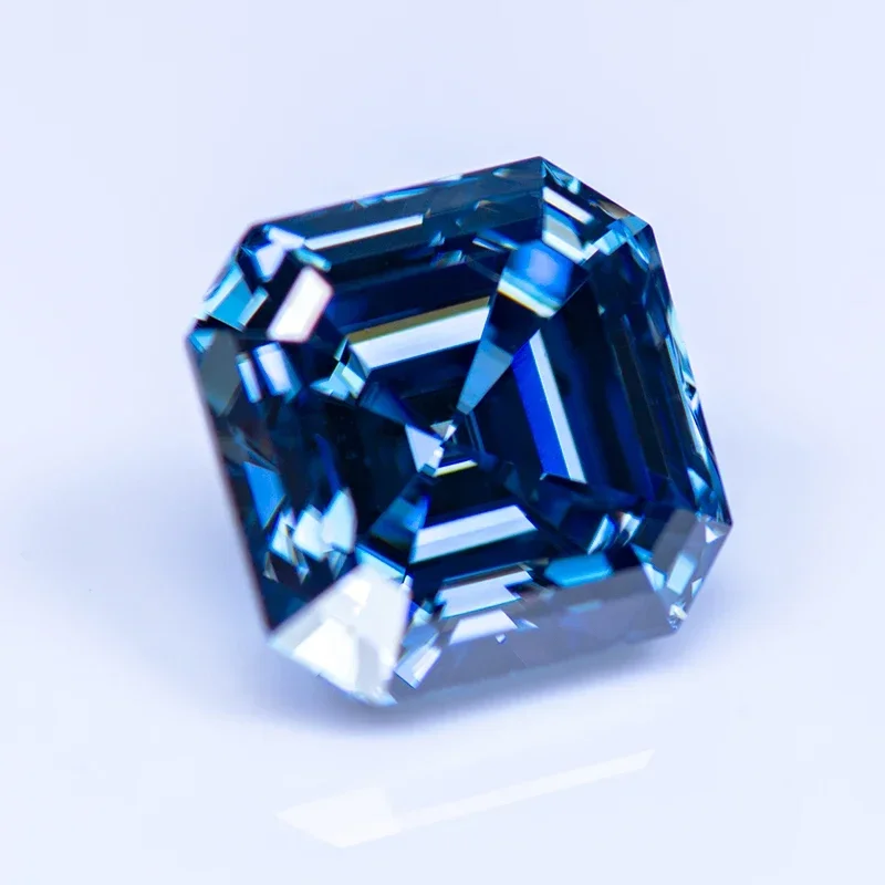 Moissanite Pedra com GRA Certifica, Atacado Diamante Pedras Preciosas, Cor Primária, Asscher Cut, Laboratório Crescer, Azul Royal