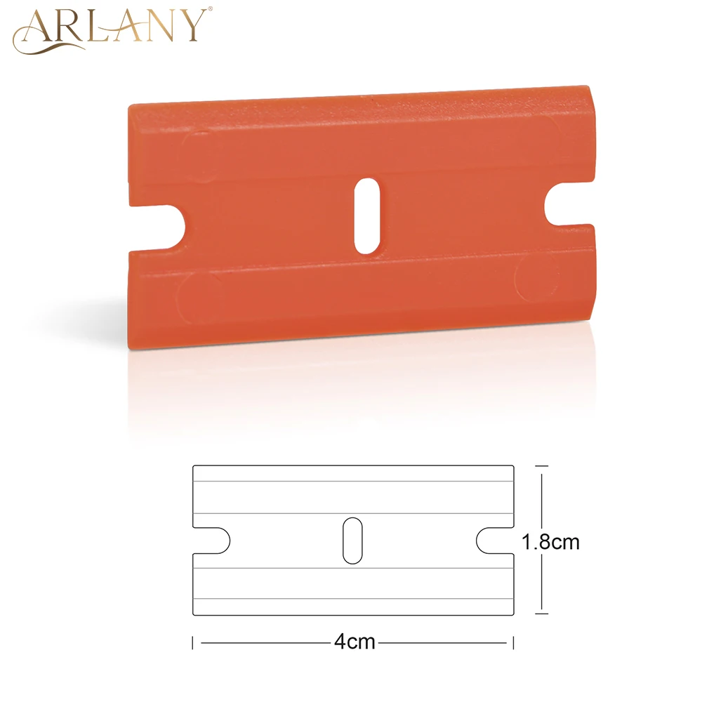 Arlany ใบมีดโกนพลาสติก100ชิ้น, ใบมีดโกนพลาสติกขอบคู่เครื่องมือมีดโกนสำหรับลบแก้วทำความสะอาดฉลากกาว