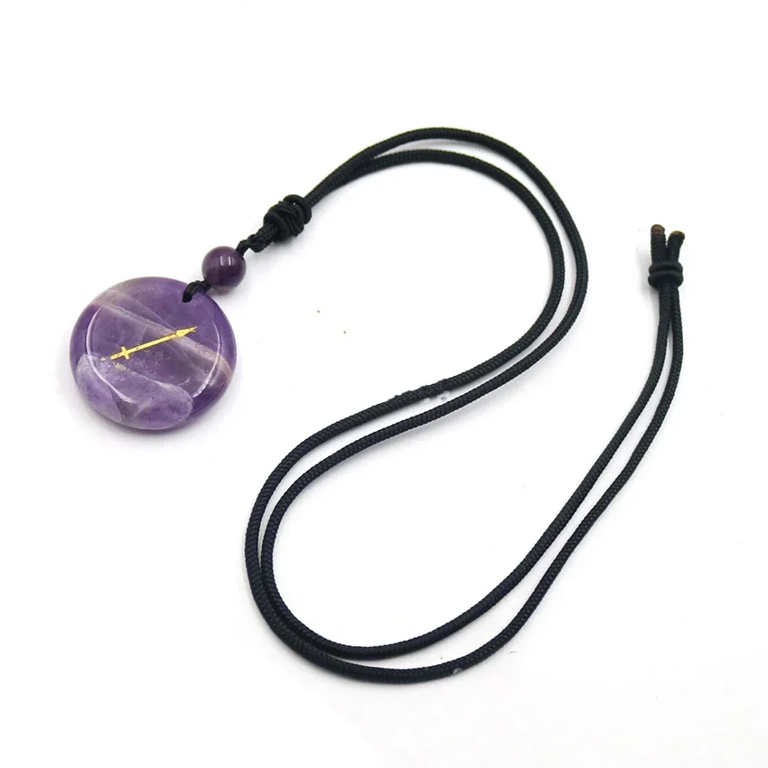 Natural Chakra Semi-precious Stone Lapis Amethyst Quartz Crystal Reiki Healing Constellations Pendant Necklace