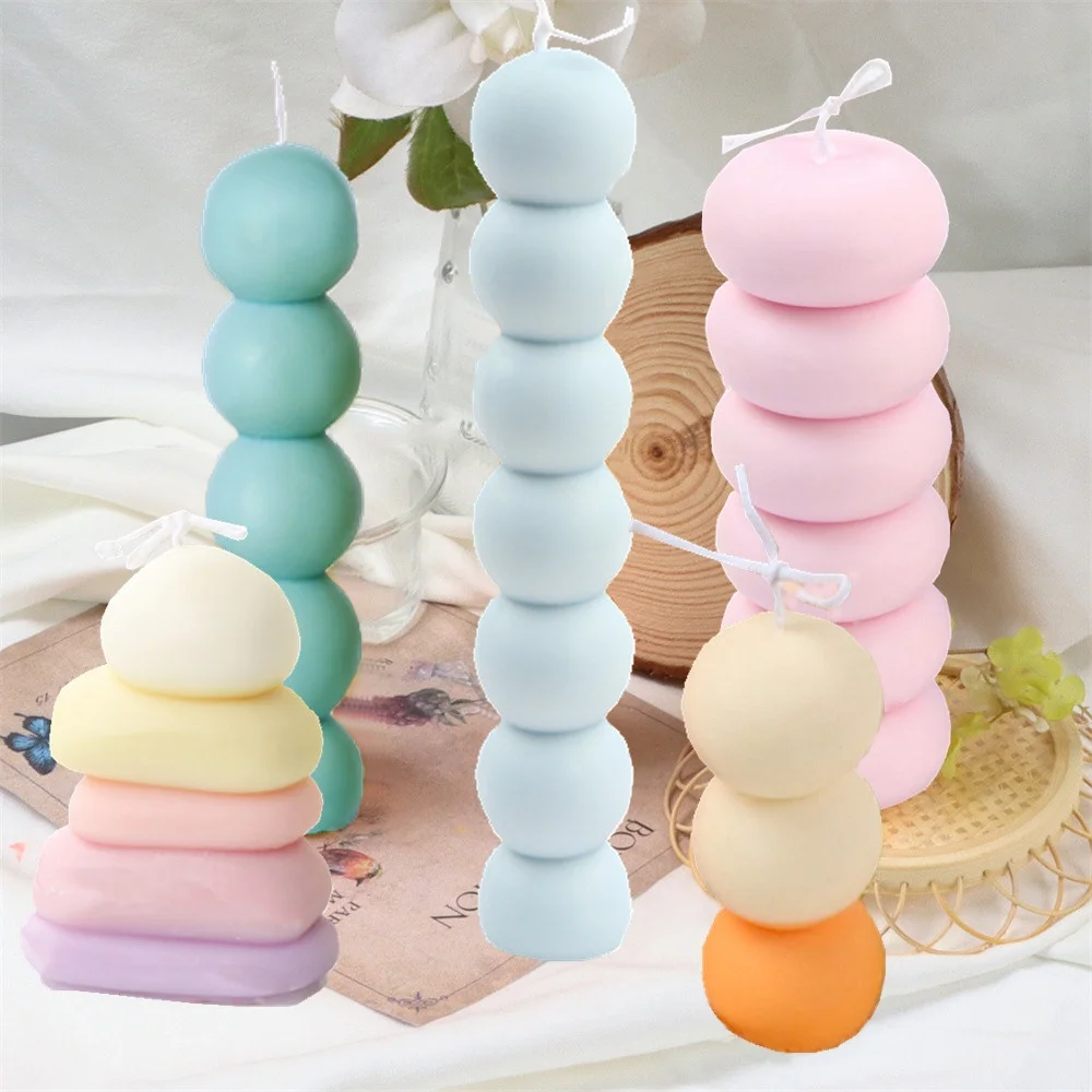 3D Blase Perlen Silikon Kerze Form DIY Ball Säule Seife Werkzeug Unregelmäßige Steine Haufen Duftenden Gips Harz Form Elegantes Geschenk