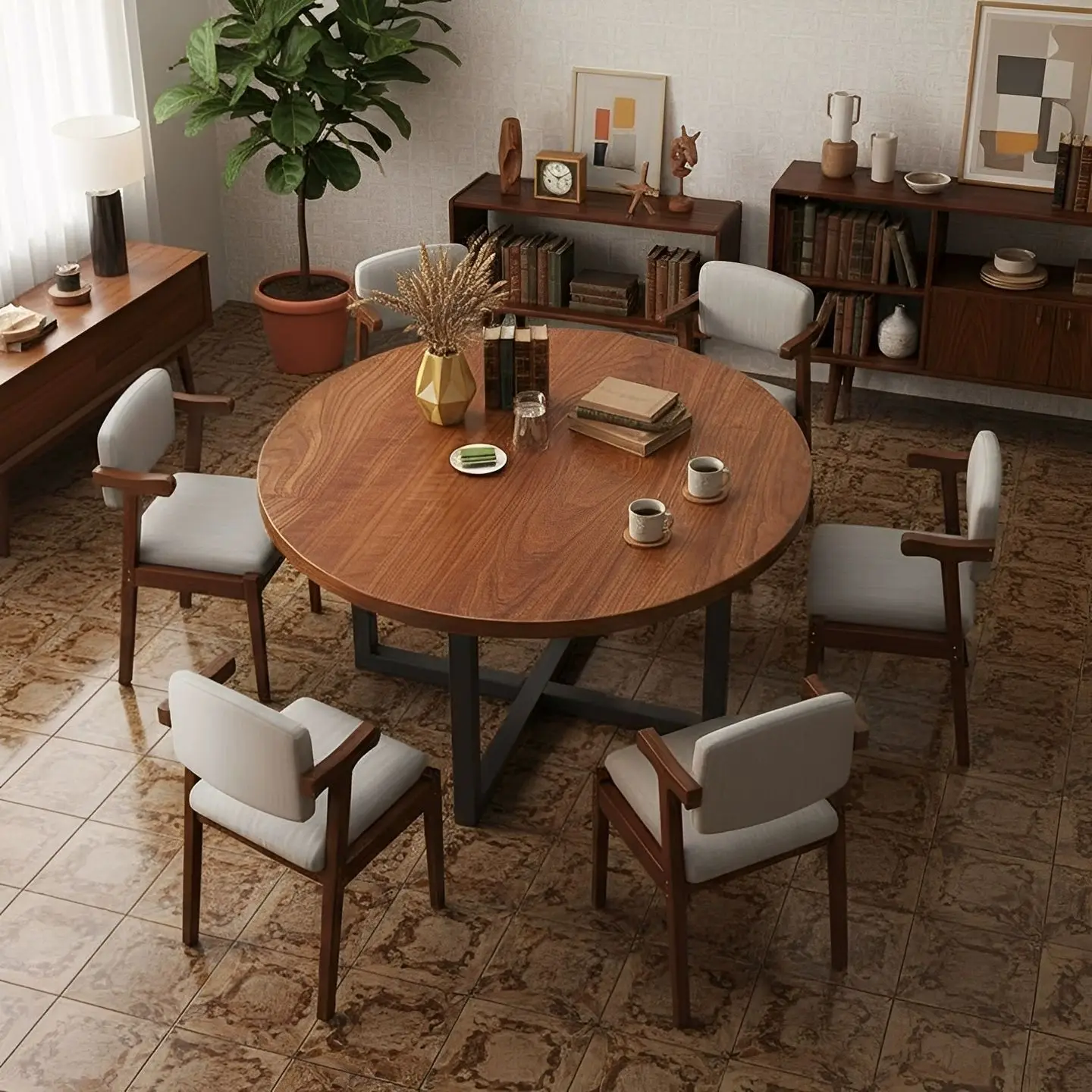 Dining table household round table small apartment living room economical 10 people dining table commercial