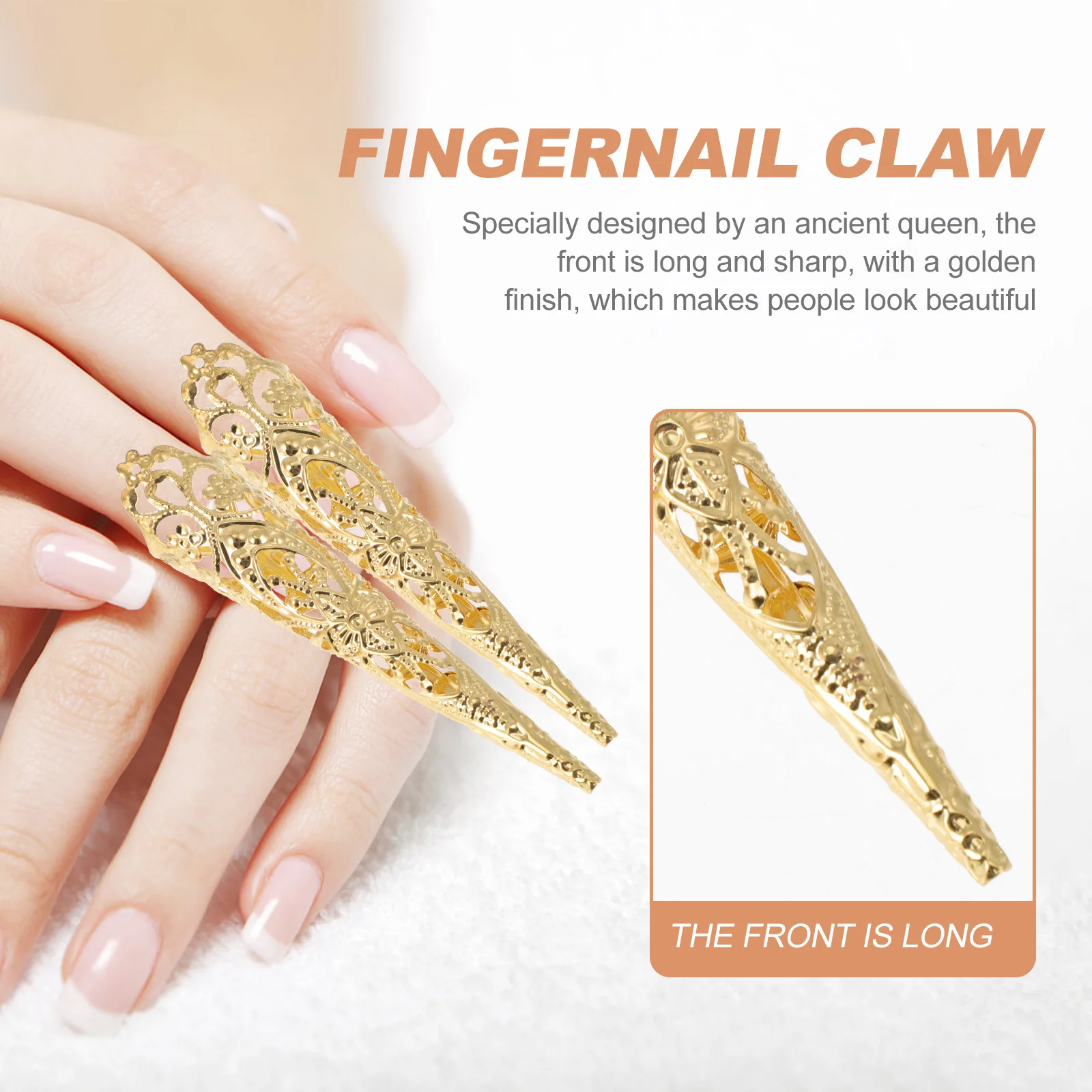 

10pcs Metal Hollow Out Fake Nail Covers For Cosplay Costume Dance Fingertip Claw Rings Lightweight Alloy Finger Protectors Nail