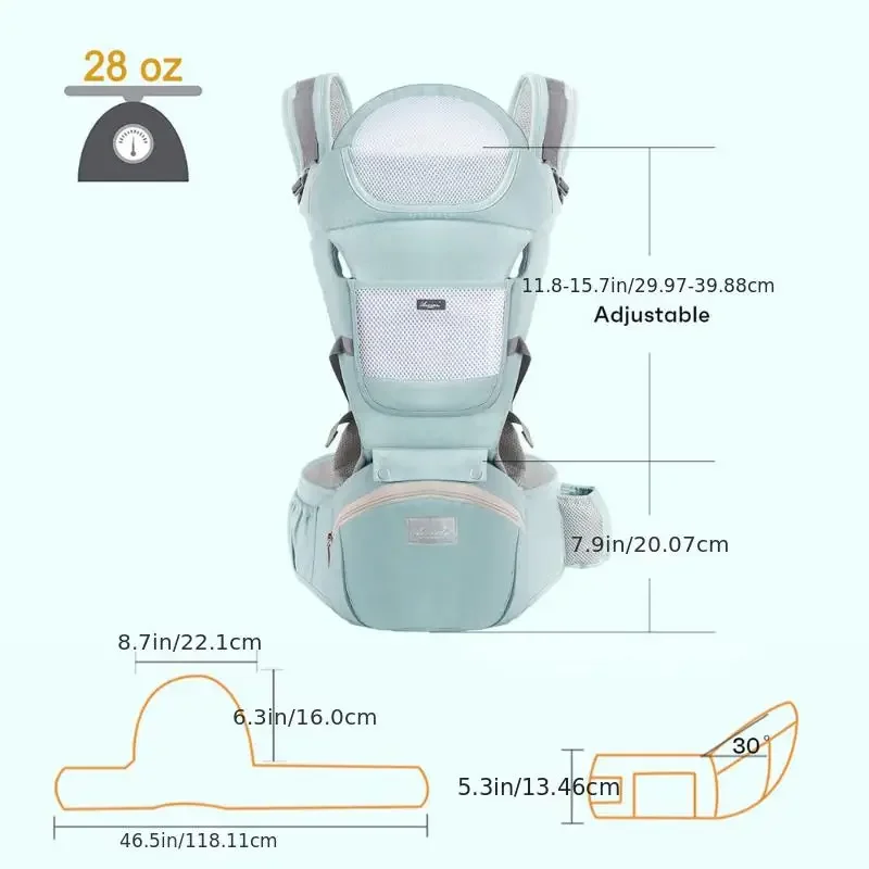 Ergonomic Baby Carrier with Storage Bag - Kangaroo Shoulder Sling for Infants and Toddlers, Hip Seat for 3-36 Months