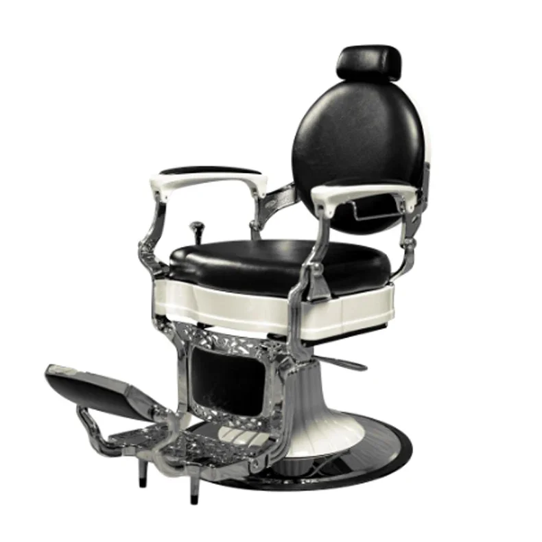 

Luxury White Beauty Hand Barber Chair for Salon Chrome Base Synthetic Leather for Barber Shop Furniture