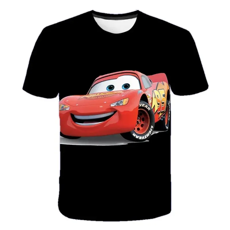 2024 Summer Children's Disney T-shirt Hot Wheels 3d Printed Charming Short Sleeve Boys Girls Top Street Shirt Fashion Clothing