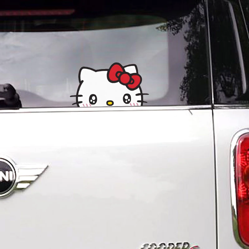 Kawaii Sanrio Hello Kitty Car Sticker Rearview Mirror Sticker Car Body Decorative Sticker Truck Motorcycle Vehicles Automobiles