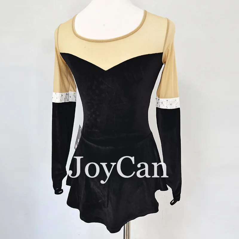 Joycan Eiskunstlauf Kleid Mädchen schwarz Samt Spandex dehnbare Wettbewerb Tanz kleidung angepasst