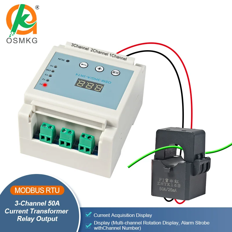 oshangming-3チャンネルrs485-50a-400a-1000a-ac電流変圧器検出器（リレー出力、ledディスプレイ付き）