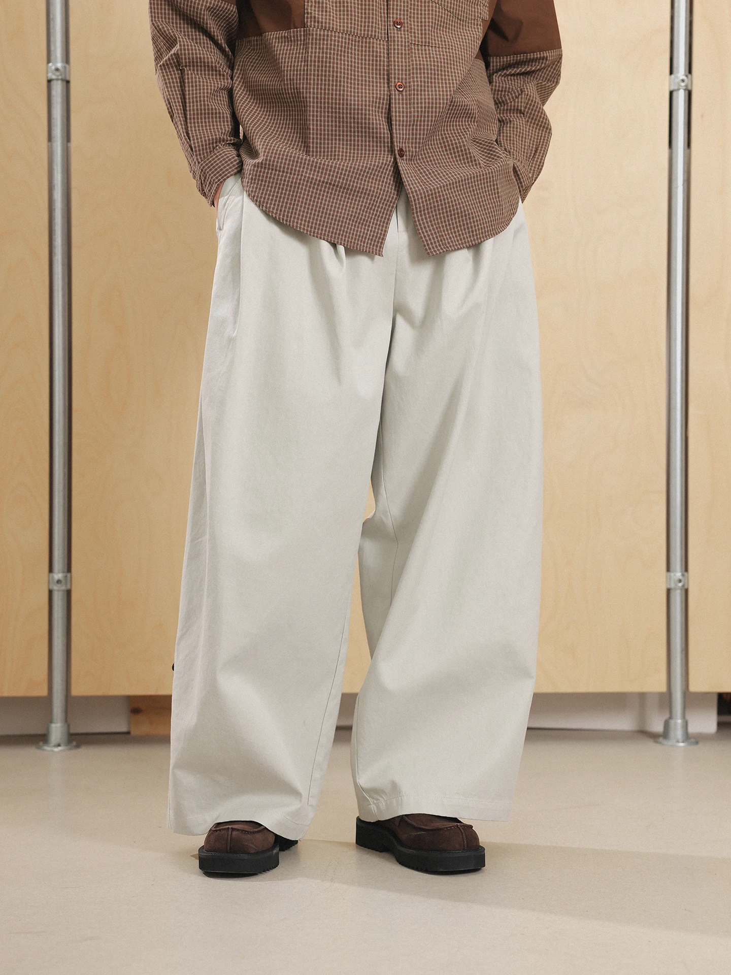 

Брюки Noears Spring Youthful свободного кроя, повседневные, драпированные, с широкими штанинами, из дышащего хлопка, прямого кроя, в стиле ретро, светло-бежевые