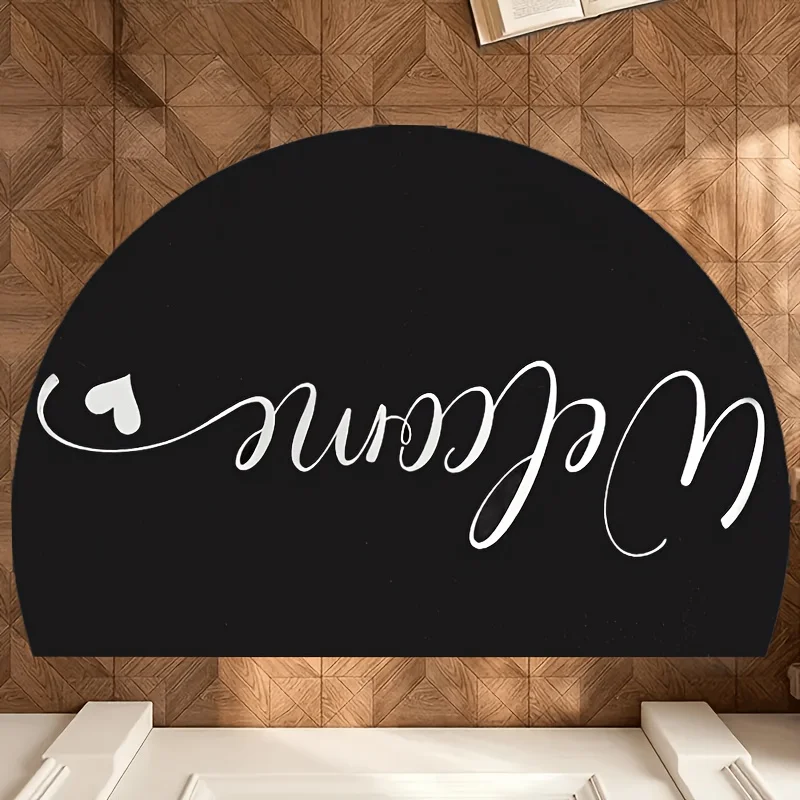 Glowing Neon Green Magical Lotus Water Ripple Non Slip Half Round Doormat Spiritual Meditation Bathroom Semicircle Mat