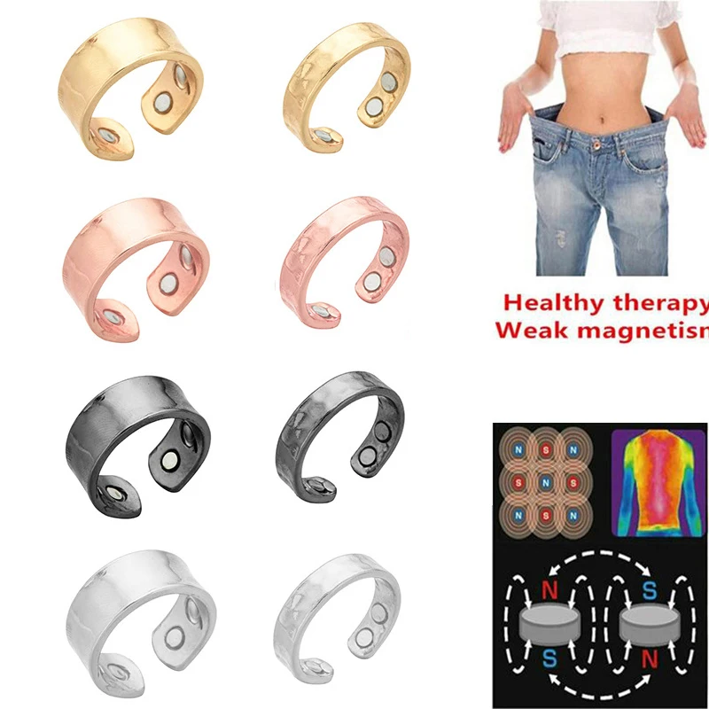 Magnetic Therapy Rings Women Men Fashion Slimming Fat Burning Opening Rings Lymphatic Detox Magnetic Health Care Jewelry