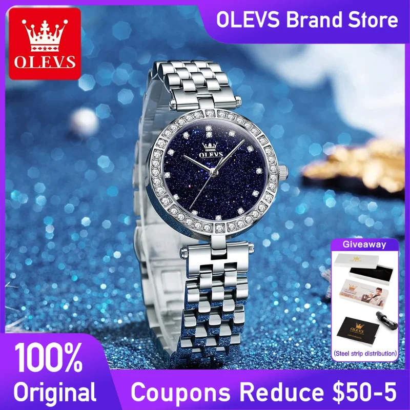 

OLEVS 3641 Womens Watch Original luxury brand Quartz Watch Waterproof Luminous Stainless Steel Starry Dial Ladies Watch