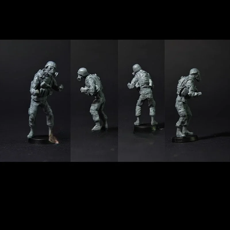 1:35 Scale Unpainted Resin Soldier Figure, Multi-Angle Model Kit for Diorama Scene Building