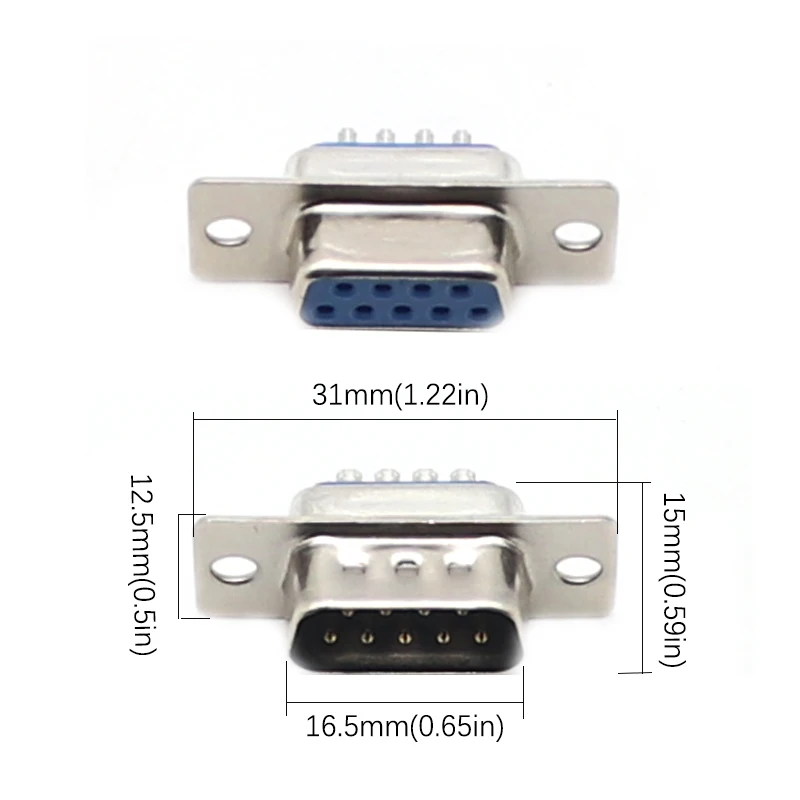 【5PCS】RS232 DB9 Connector Serial VGA 9 Pin Female 2 Rows Solder Type Plug D-SUB Male Plug Socket Connector