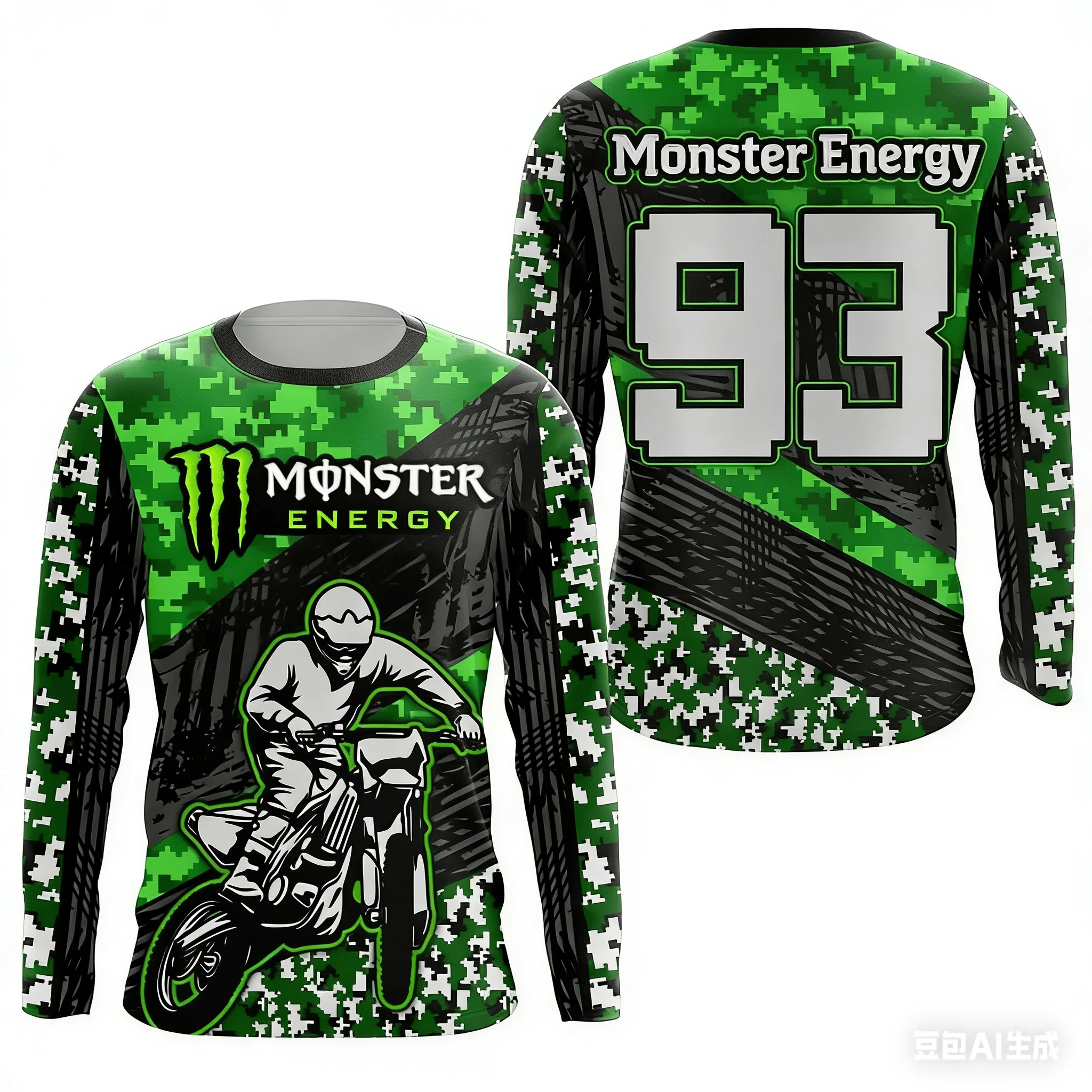 

Экстремальный спортивный стиль! Мотоциклетная футболка Monster Skull 93, камуфляжная, быстросохнущая, 3D-дышащая, свободного кроя, с длинным рукавом