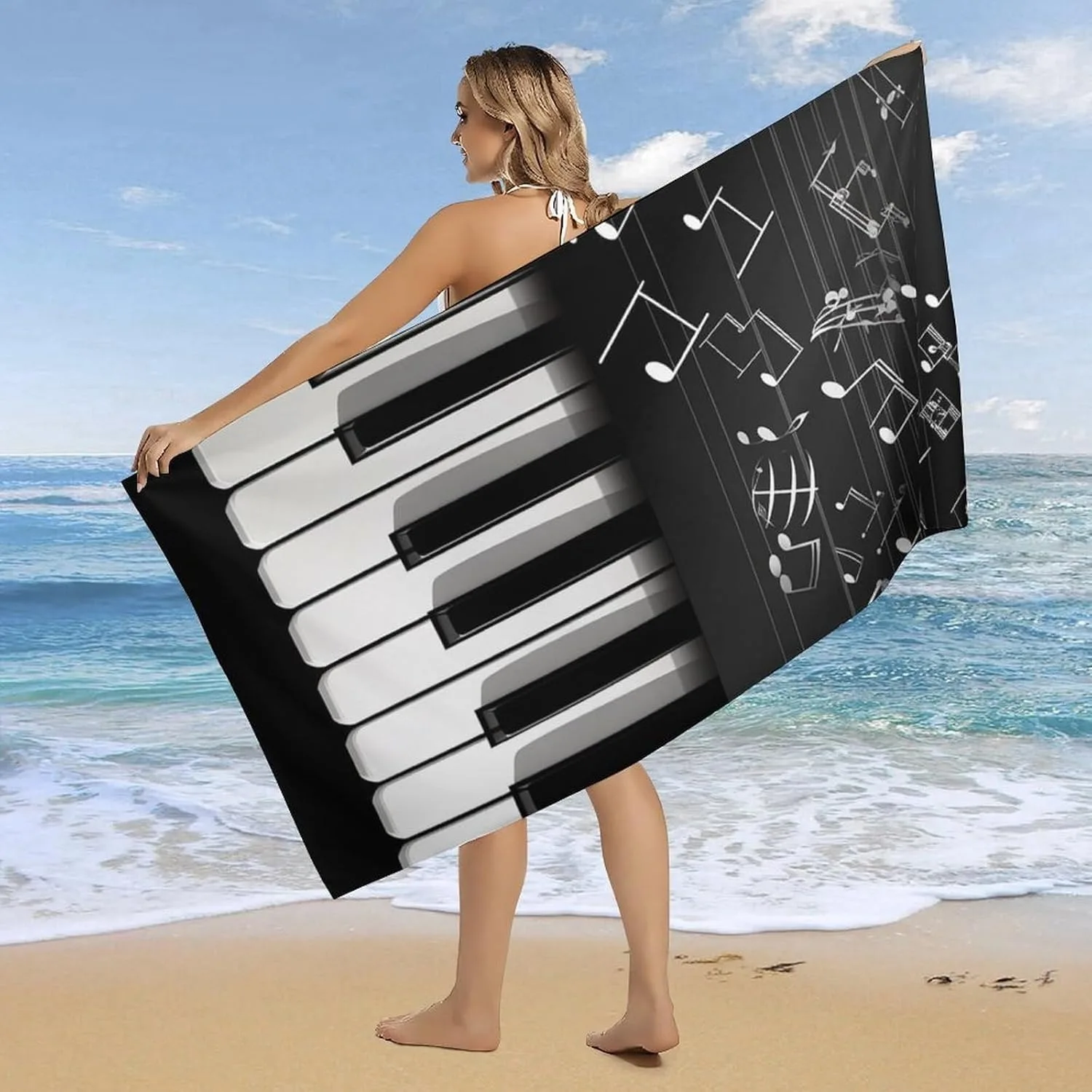 

Piano Key Musical note Beach Towel for Family stuffs friends Gifts Quick-Dry Sand free For Bath Yoga Beach Camping Swimming GYM
