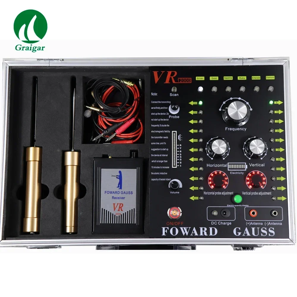 VR-12000 초음파 장거리 지하 금 및 보석 금속 탐지기 범위: 100-3000m 깊이: 5-250m VR12000