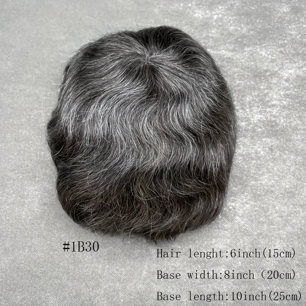 شعر مستعار للرجال قطعة شعر بشري بديلة من الدانتيل الأمامي مع بولي يوريثان حول قطعة شعر مستعار للرجال وحدة شعر مستعار للرجال مقاس 6 بوصات #6