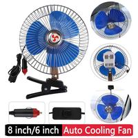 8 Inch 6Inch Portable Fan 25W 24/12V for Car Fan Stainless Steel Clip Electric Fan Cigarette Lighter Plug for Truck Car Supplies