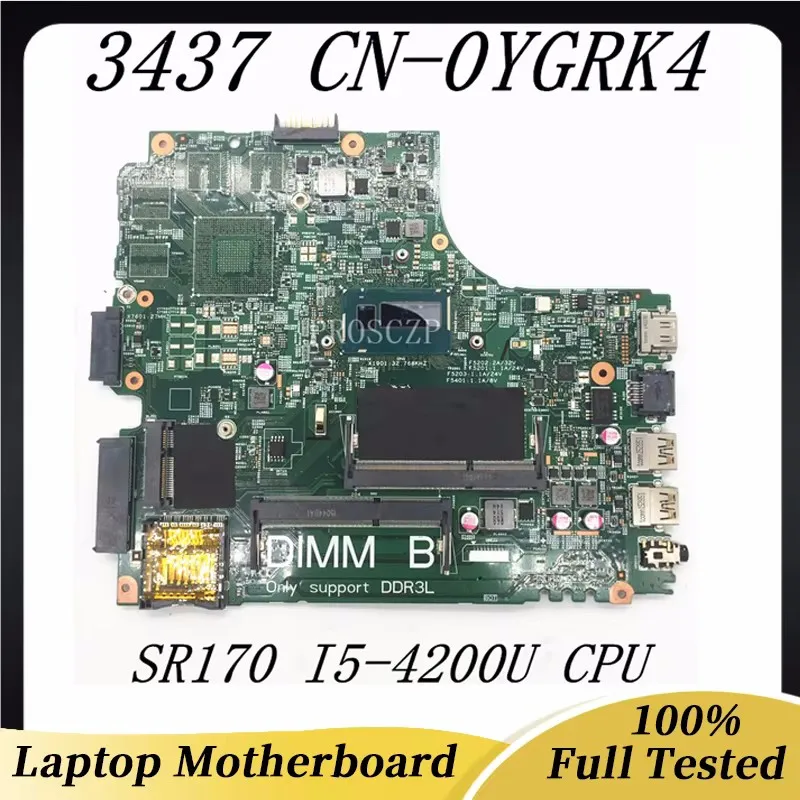 

CN-0YGRK4 0YGRK4 YGRK4 Mainboard For DELL 14R 3437 5437 Laptop Motherboard 12307-2 With SR170 I5-4200U CPU 100% Full Tested Good