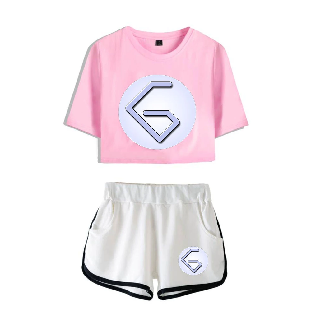 Youthful Game GeorgeNotFound Merch Printed Two Piece Set Women Sexy Shorts+lovely T-shirt Cute Dew navel Sport Girl suits