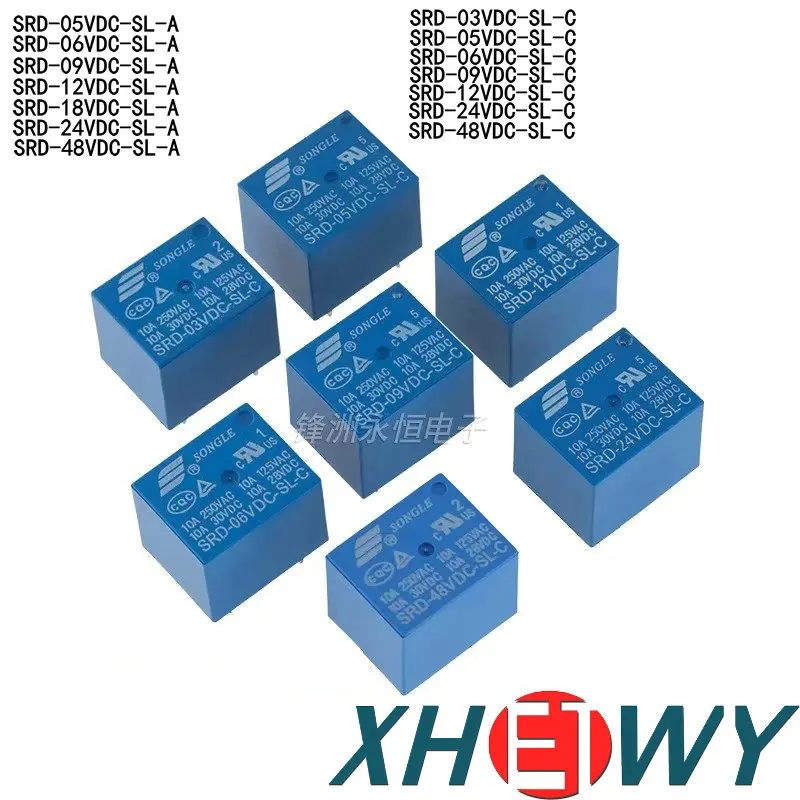 Relay SRD-03V 05V 06V 09V 12V 24VDC-SL-A SL-C pins SRD-06VDC-SL-A SRD-12VDC-SL-A SRD-48VDC-SL-A SRD-05VDC-SL-C SRD-9VDC-SL-C SRD
