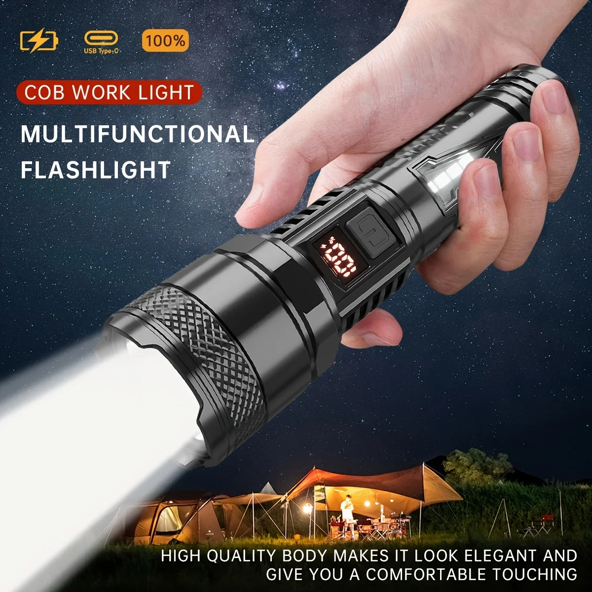 

Портативная перезаряжаемая светодиодная лампа со встроенным аккумулятором, мощный светодиодный фонарик, уличный фонарик из АБС-пластика, аварийная лампа