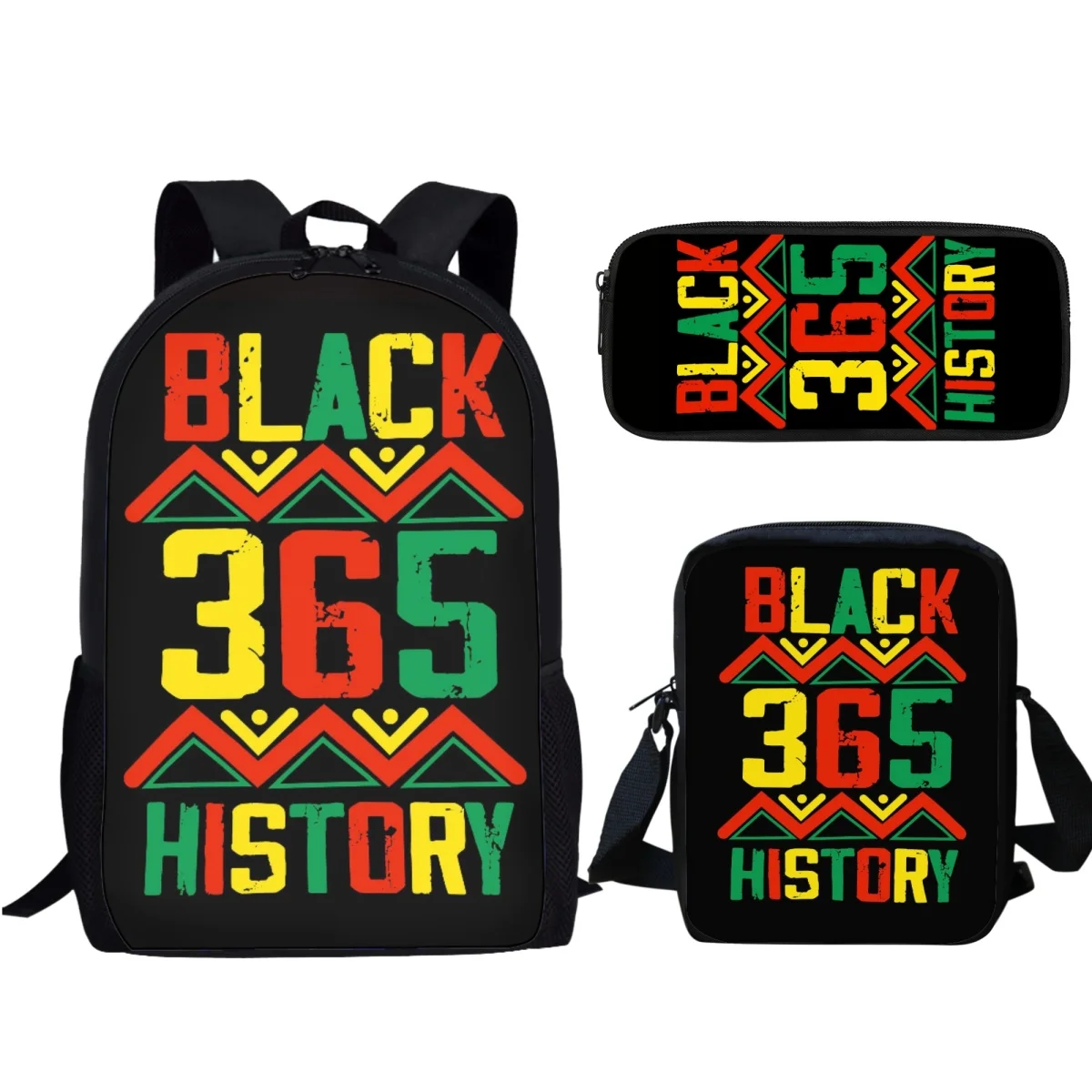 Black History Month Juneteenth 1865 3Pcs/Set School Bag for Boy Girl Stationery Organizer Bookbag Backpack Student Mochila Gift