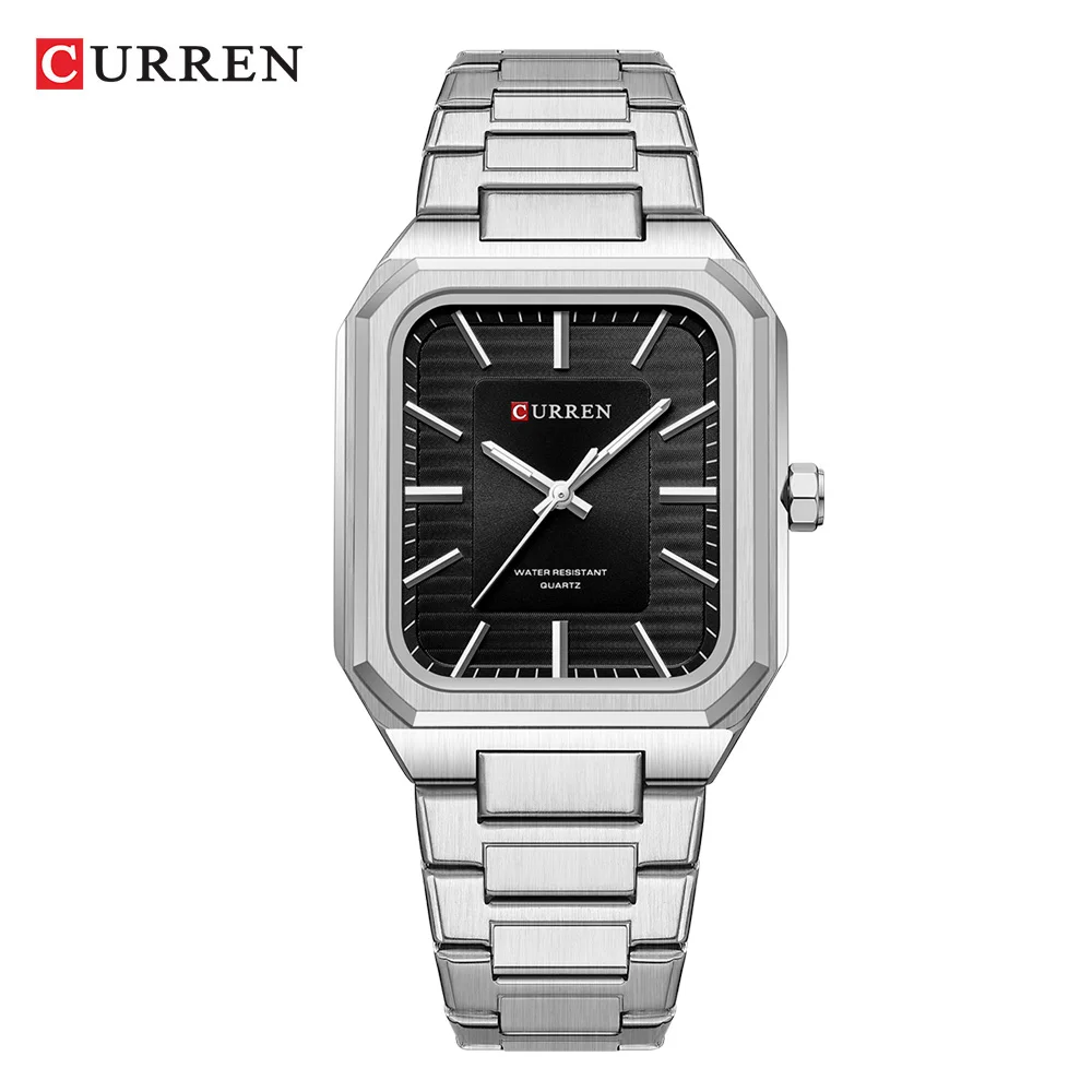 CURREN NEUE rechteckige Business-Uhren für Männer 2023, Modemarke, Quarz-Edelstahlband, Armbanduhr, männliche Uhr 8457 9