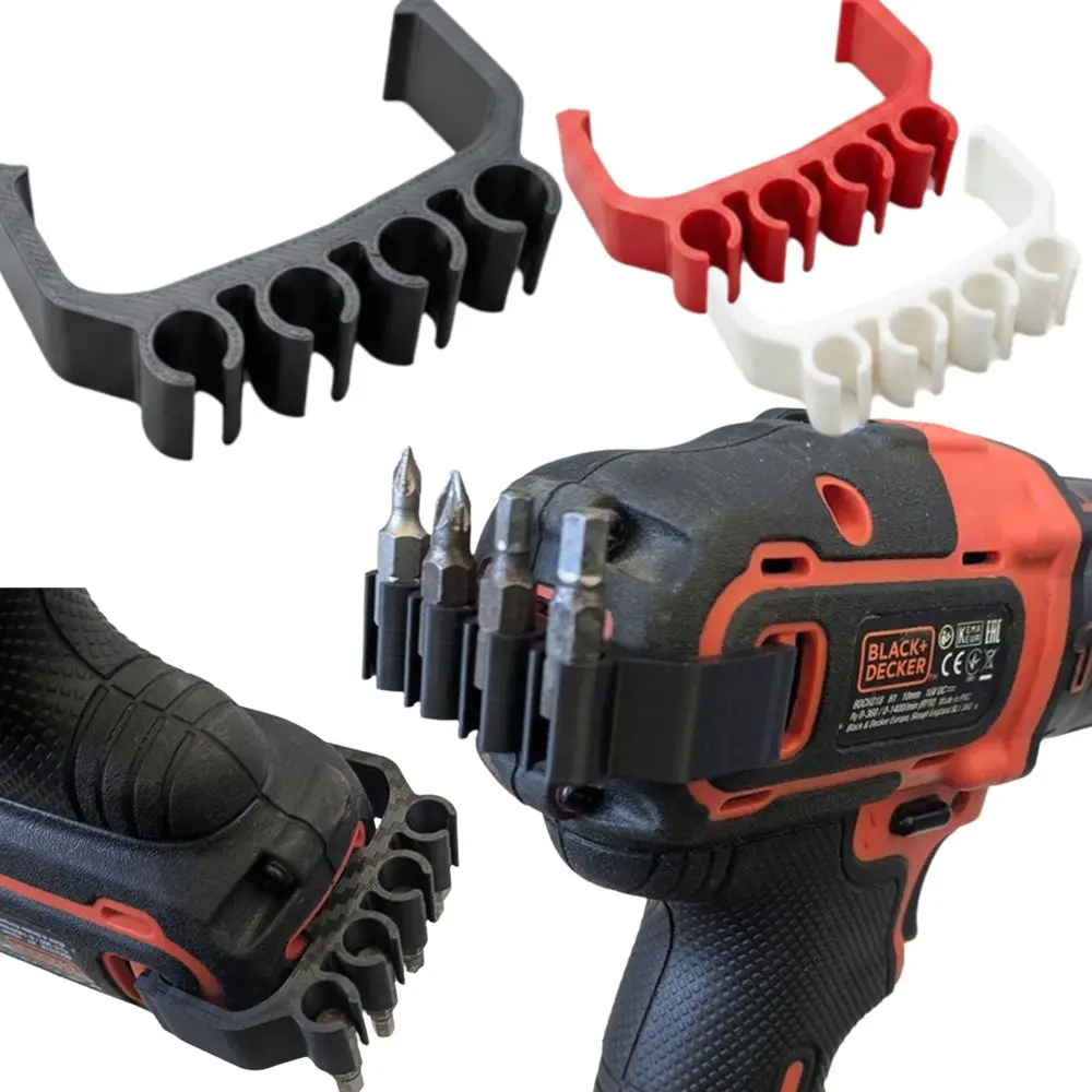 5pcs Universal Electric Drill Screwdriver Bit Storage Rack Portable 4 Slots Standard Bits Holder Compact 3D Printed