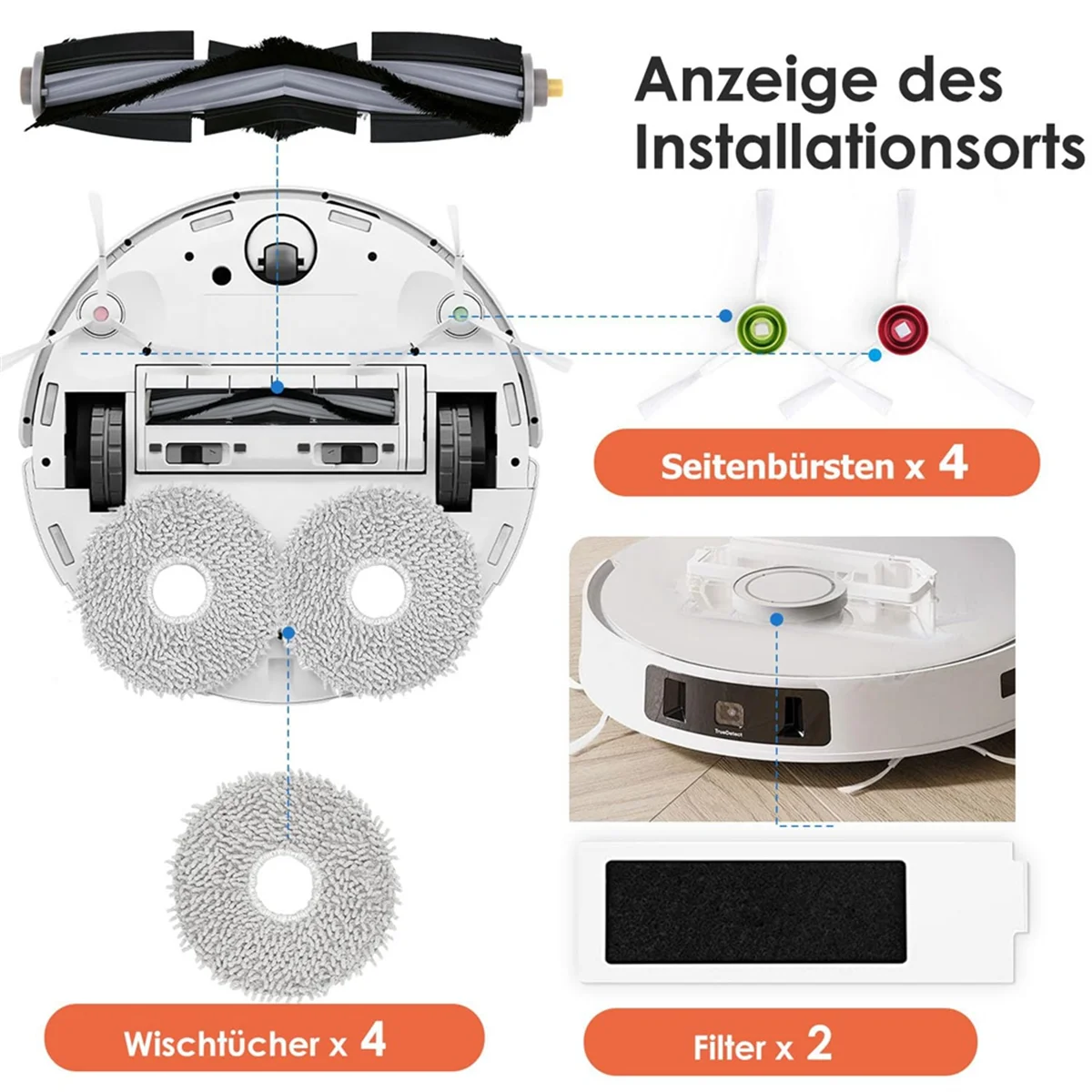 Accessory Kit for ECOVACS DEEBOT T20 OMNI / T20e OMNI Robot Vacuum Cleaner, Dust Bags, Mop Cloths, Main Brush, Filters image 6