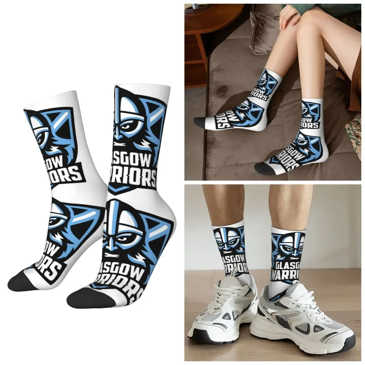 

All Seasons Glasgow Warriors Icon Socks Harajuku Crew Socks Hip Hop Stockings for Men Women Valentine's Day Gifts