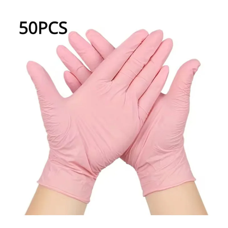 

100/50/20PCS Light Pink Disposable Nitrile Gloves Waterproof, Anti-static and Durable - Kitchen Cooking Cleaning, Dishwashing, B