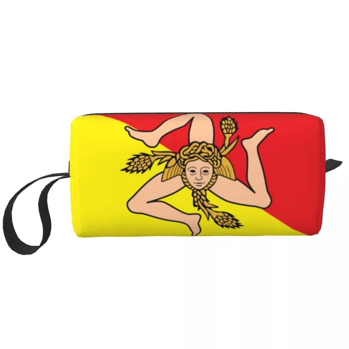 Borsa da toilette da viaggio con bandiera siciliana dell\'isola italiana, carina Bandiera siciliana, trucco, organizer per cosmetici, custodia per