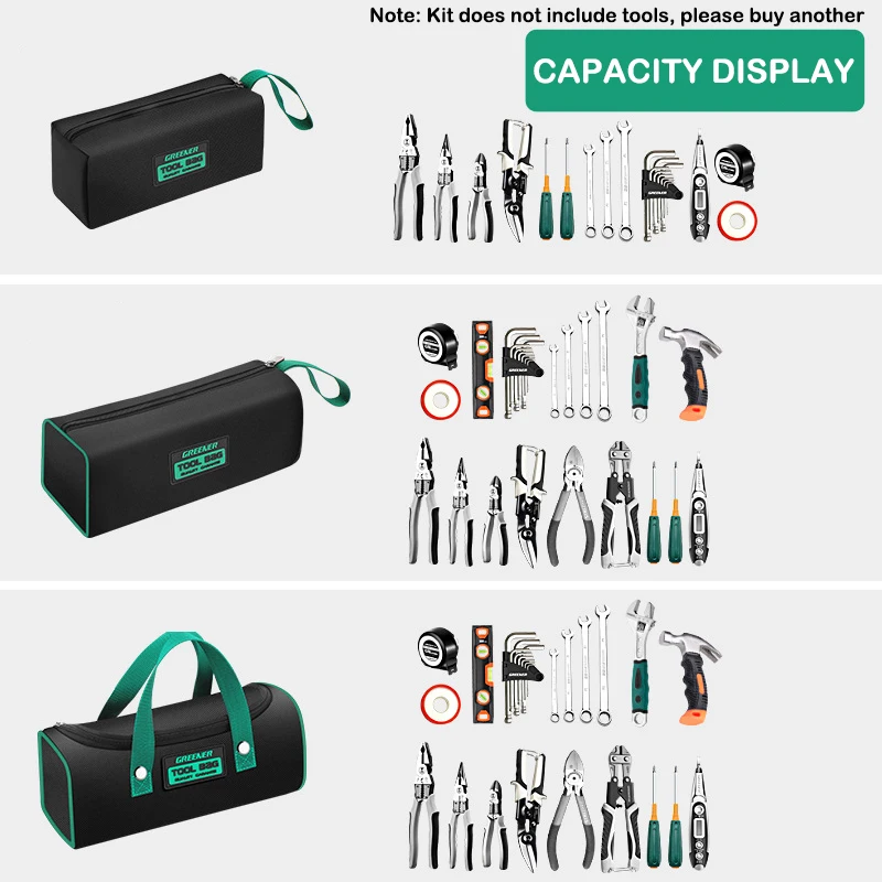 Kit de herramientas multifuncionales de mano, bolsa de almacenamiento portátil de tela Oxford gruesa, impermeable y resistente al desgaste
