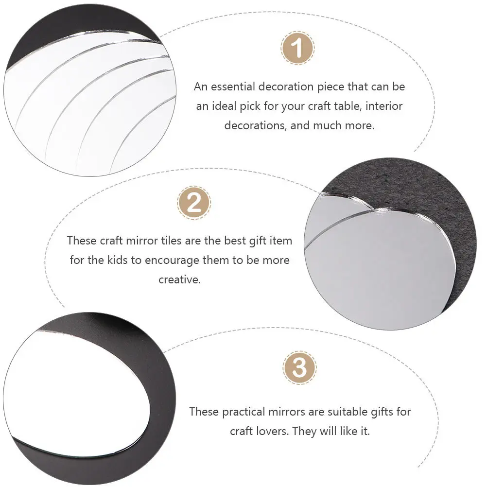 กระจกเงาทรงรี 20 ชิ้น สำหรับงานประดิษฐ์ ตกแต่งผนัง งาน DIY กระจกแต่งหน้า เลนส์เรียบ