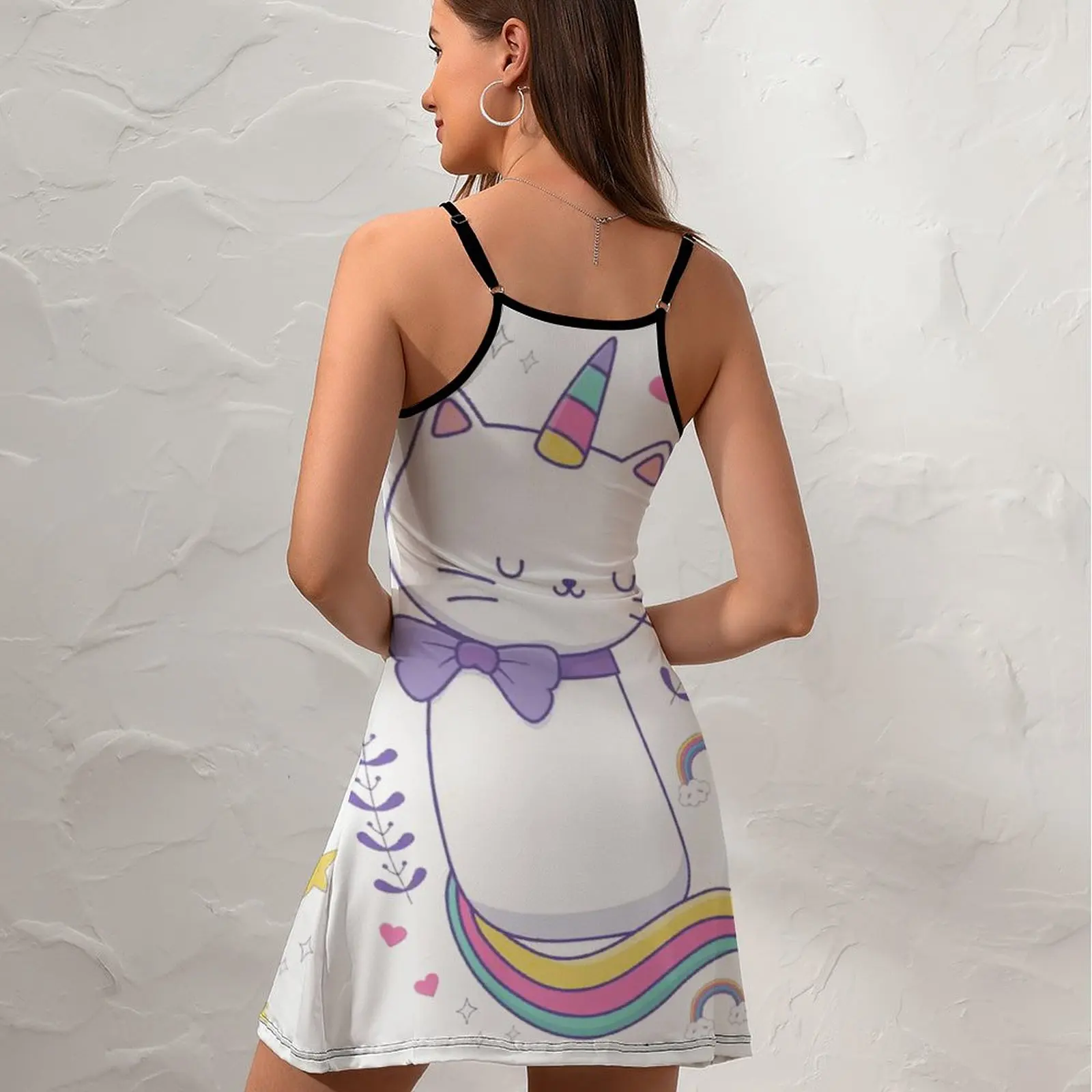 Divertidos De Cat Unicornio For Sale  Women's Sling Dress Graphic Sexy Woman's Clothing Casual Cocktails Suspender Dress