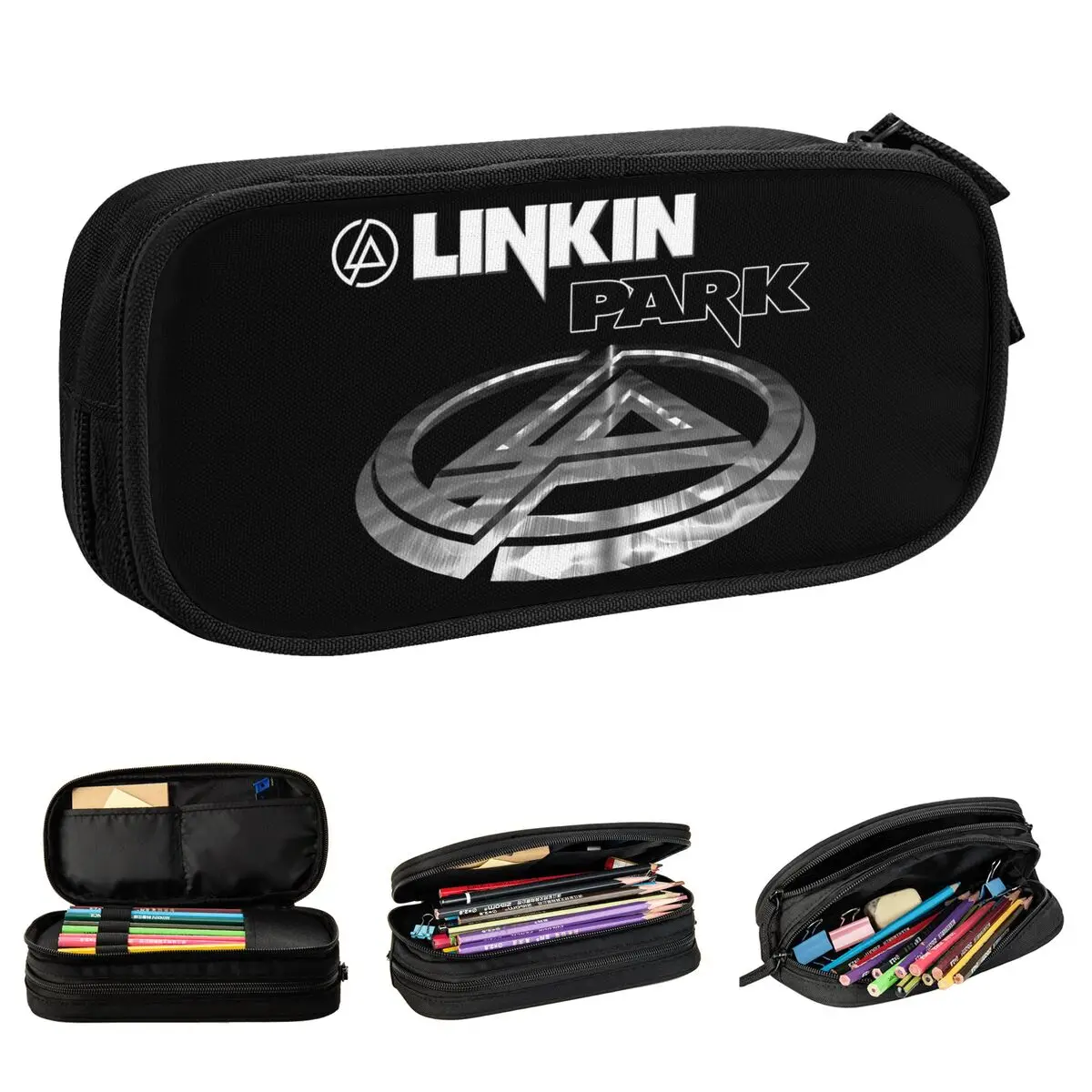 Linkinpark Pencil Cases Creative Rock Music Pen Box Pencil Bags Kids Large Storage School Supplies Zipper Pencil Box