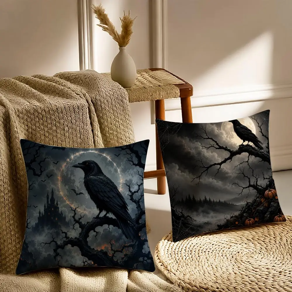 Halloween Crow Cushion Cover Pillowcase Anti-dustmite living Room Sofa Decor Cushion Room
